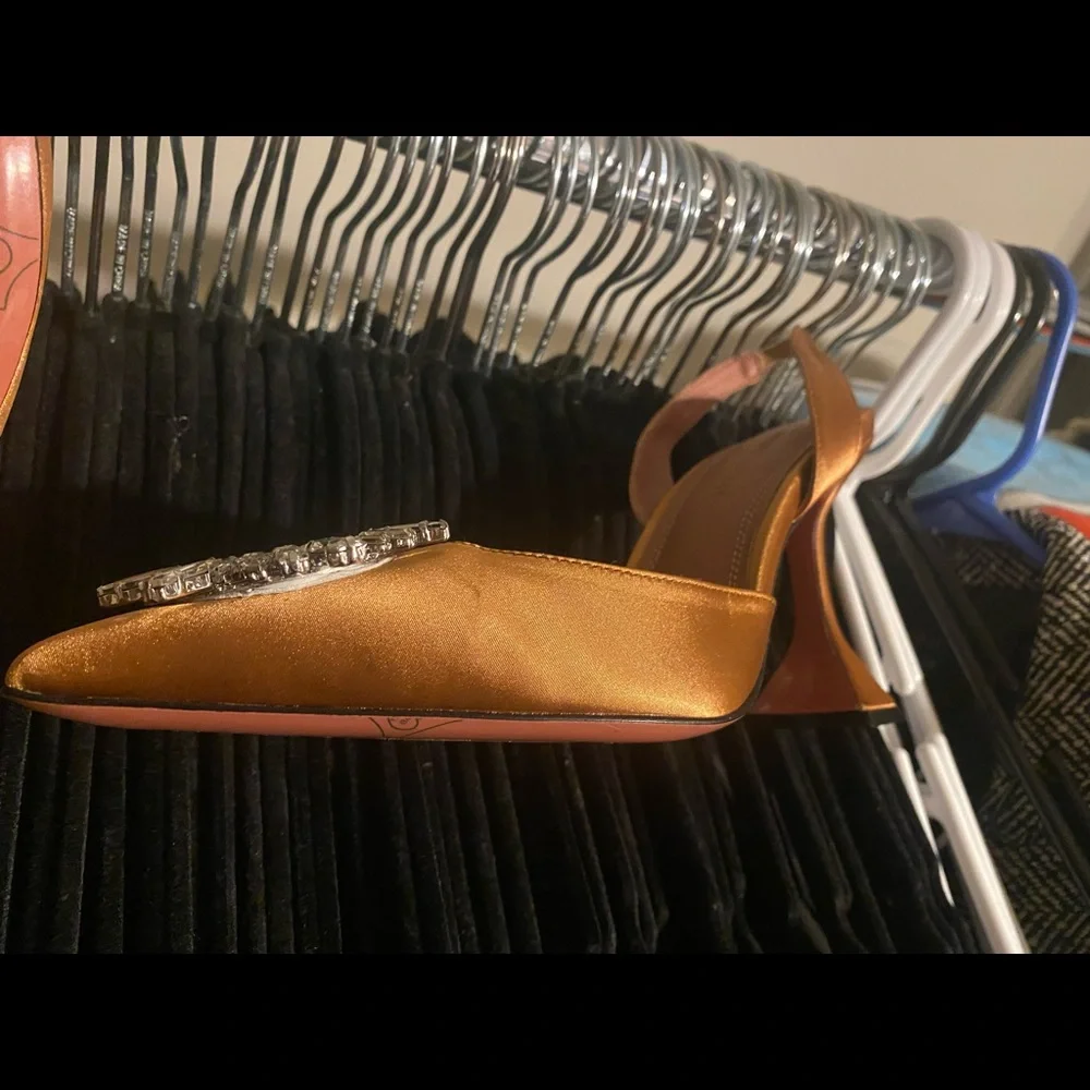 Copper Amina Muaddi Satin Begum Slingback Pumps - Picture 3 of 5